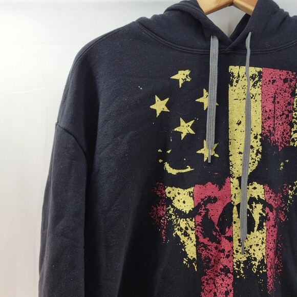 Grunt Style GS Hoodie Black Skull Flag Patriot USA Mens Large - Picture 3 of 9